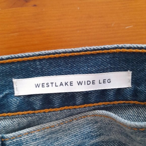 And/Or 28 UK 10 Selvedge Denim Westlake Wide Leg Cropped Jeans High Rise 2 Tone - Picture 9 of 12